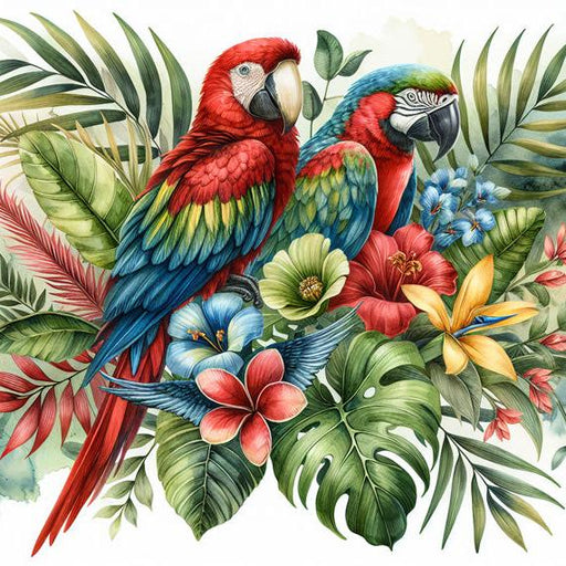 Parrot Mural Wallpaper | Majestic and Colorful Parrot Couple