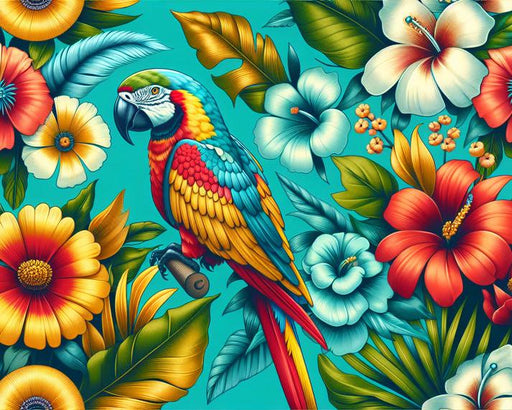Parrot Mural Wallpaper | Floral Retro Design
