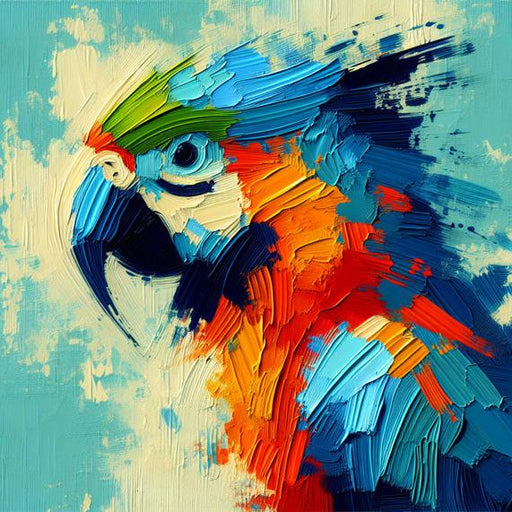 Parrot Mural Wallpaper | Colorful Profile on Blue Background in Painting Style