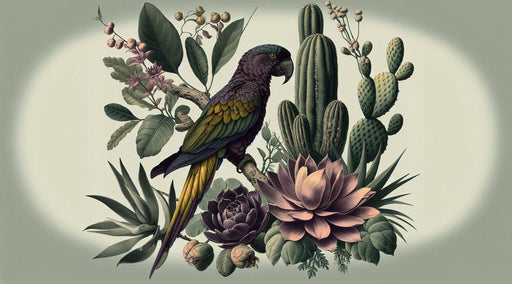 Parrot Mural Wallpaper | Color Explosion on Midnight Blue Background