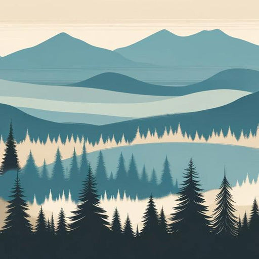 Baby Mountain Mural Wallpaper | Forest and Mountain in Blue Tones