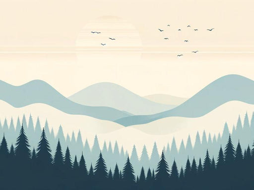 Baby Mountain Mural Wallpaper | Blue Toned Mountain with Sunset