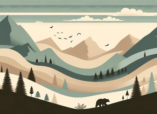 Baby Mountain Mural Wallpaper | Bear, Valley, and Fir Trees
