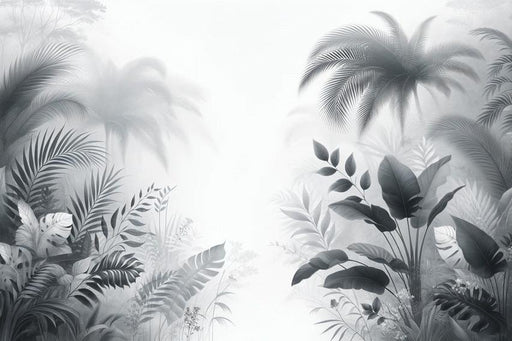 Black and White Foliage Mural Wallpaper | Foliage and Tropics with Palms