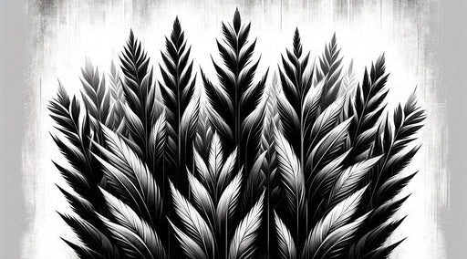 Black and White Foliage Mural Wallpaper | Palm Leaf Sprouts on Aged Background