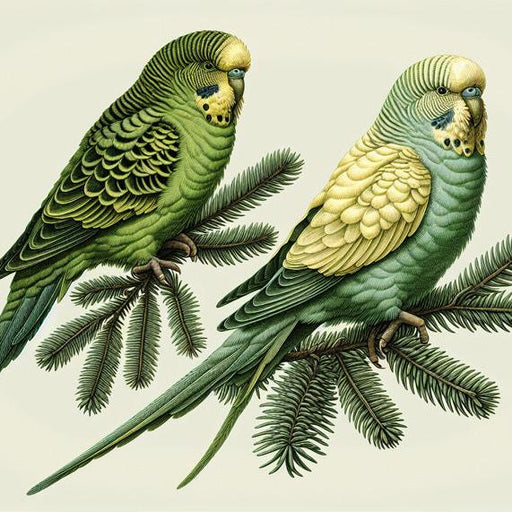 Parrot Mural Wallpaper | Little Birds on Their Fir Branch