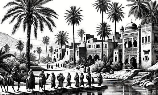Black and White Tropical Mural Wallpaper | Oasis in the midst of a Tropical Desert