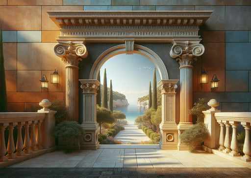 Mural Wallpaper Optical Illusion| Ancient Arch with Direct Access to the Beach