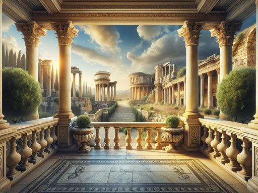 Mural Wallpaper Optical Illusion| Balcon with a View of Roman Monuments