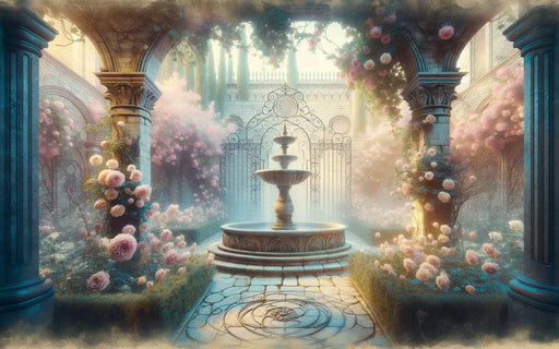 Mural Wallpaper Optical Illusion| Fountain Blooming in a Private Garden