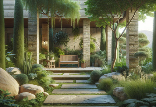 Optical Illusion Mural Wallpaper | Zen and verdant garden