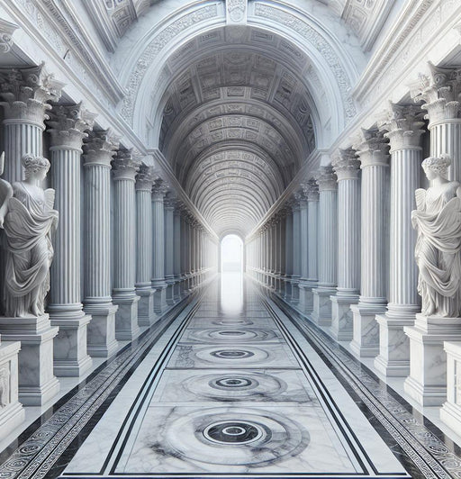 Mural Wallpaper Optical Illusion| Ancient Palace with Statues and Columns