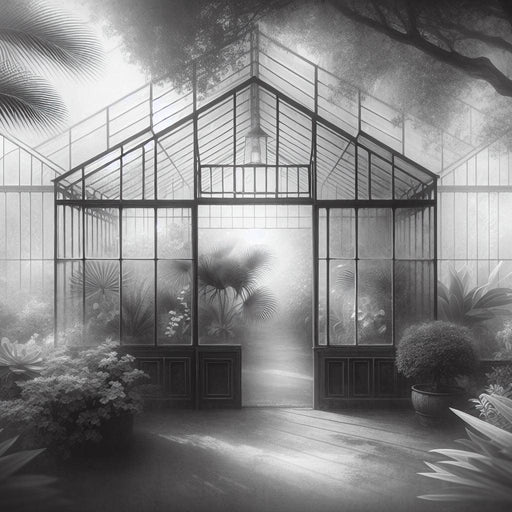 Optical Illusion Mural Wallpaper | Glass Roof in a Tropical Garden with Palm Trees