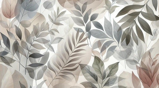 Vintage Foliage Mural Wallpaper | Various Dull-Colored Leaves