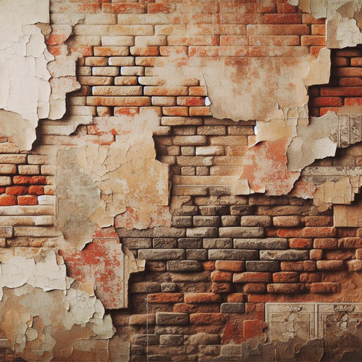 Brick-Effect Mural Wallpaper | Reds and Grays on Dilapidated Wall