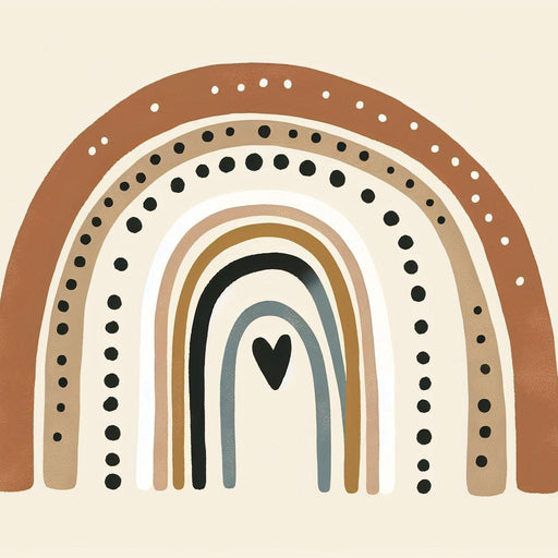 Rainbow Mural Wallpaper | Heart and Arch in Neutral and Modern Colors