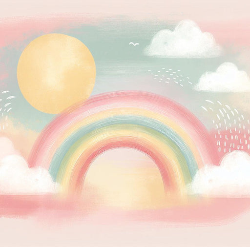 Rainbow Mural Wallpaper | Sun, Rain, and Rainbow Drawing