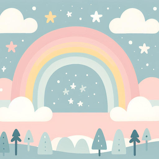 Rainbow Mural Wallpaper | Enchanted Forest and Colorful Rainbow