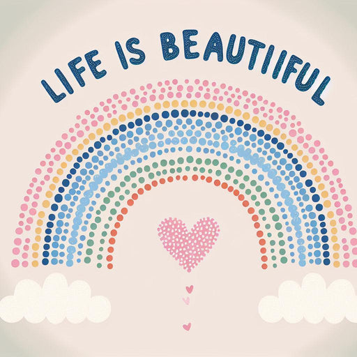 Rainbow Mural Wallpaper | Life is Beautiful with Heart