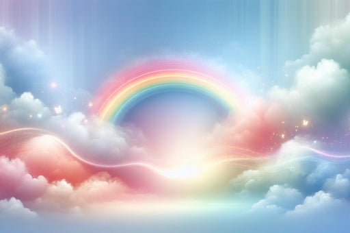 Rainbow Mural Wallpaper | Clouds and Sky Colored by a Magical Rainbow