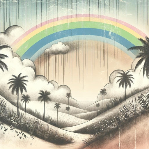 Rainbow Mural Wallpaper | Tropical Black and White with Colorful Rainbow
