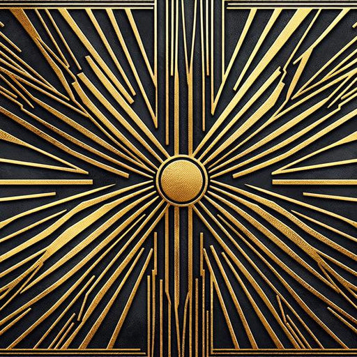 Art Deco Mural Wallpaper | Golden Explosion on Black Background