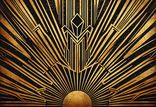 Art Deco Mural Wallpaper | Golden Geometric Shape Explosion