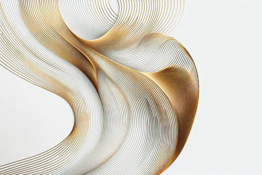 Art Deco Mural Wallpaper | Abstract Golden Shape on White Background