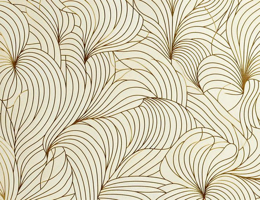 Art Deco Mural Wallpaper | Abstract Golden Shape on Cream Background