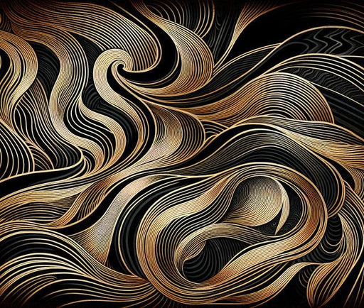 Art Deco Mural Wallpaper | Black and Gold Abstract Shape