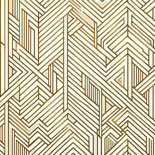 Art Deco Mural Wallpaper | Golden Geometric Shape on Cream Background