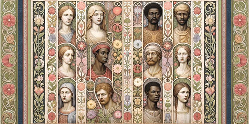 Art Deco Mural Wallpaper | Ancient and Vintage Mural with Faces