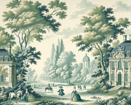 Art Deco Mural Wallpaper | Toile de Jouy Style with Royal Residence