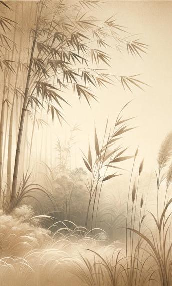 Bamboo Mural Wallpaper | Vintage Beige-Toned Bamboo Forest with Tall Grass