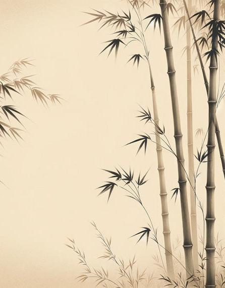 Bamboo Mural Wallpaper | Vintage Beige-Toned Bamboo Forest