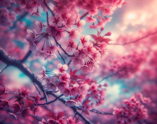 Japanese Cherry Blossom Mural Wallpaper | Realistic Pink Cherry Blossom Flowers