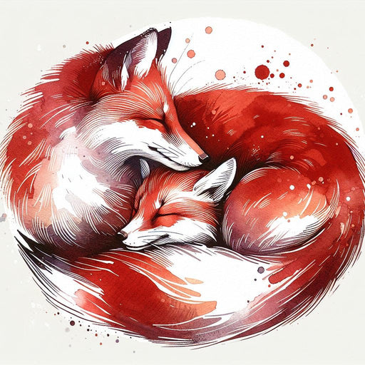 Fox Mural Wallpaper | Red Fox Couple in Watercolor