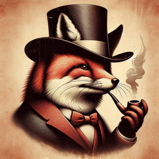 Fox Mural Wallpaper | Vintage Style with Pipe and Hat