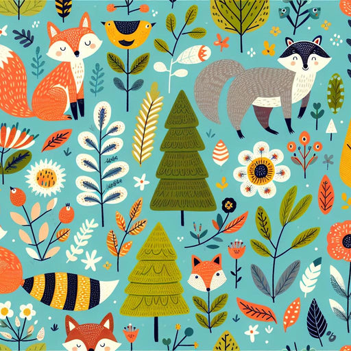 Child Fox Mural Wallpaper | Colorful Imaginary Forest