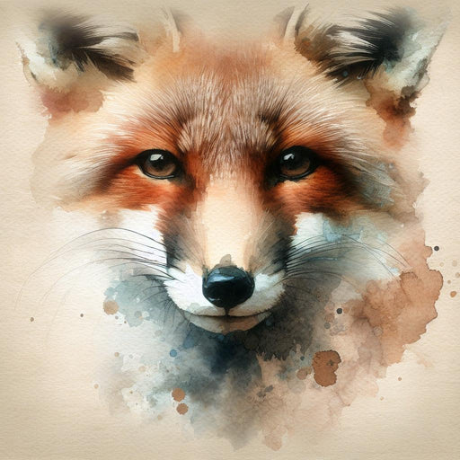 Fox Mural Wallpaper | Aged Beige Watercolor Background