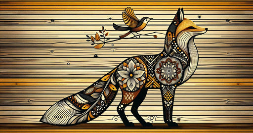 Fox Mural Wallpaper | Wood, Fox, and Birds