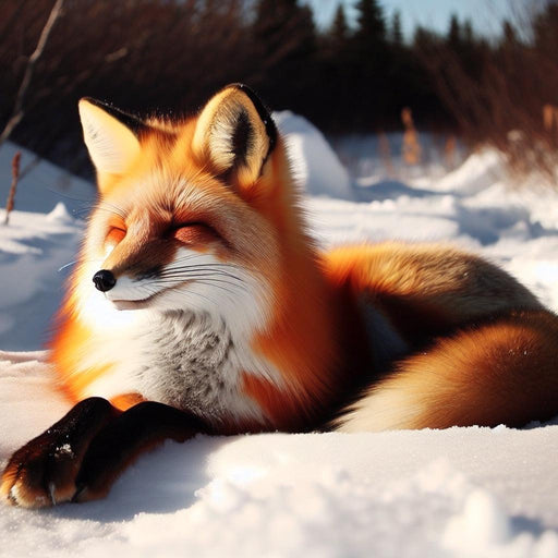 Fox Mural Wallpaper | Sunbathing in the Snow