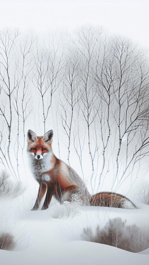 Fox Mural Wallpaper | Snowy Forest and Red Fox