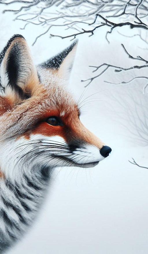 Red Fox Mural Wallpaper | In a Snowy Forest