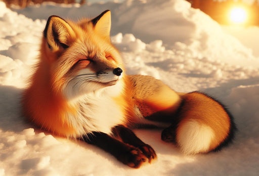 Fox Mural Wallpaper | Sun and Snowy Ground