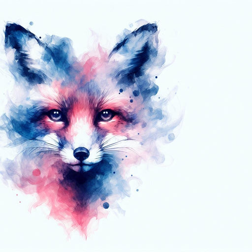 Fox Mural Wallpaper | Colorful Watercolor in Blue and Pink