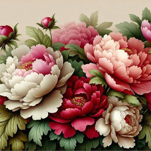 Pastel Floral Mural Wallpaper | Massive Composition of Pink and White Flowers