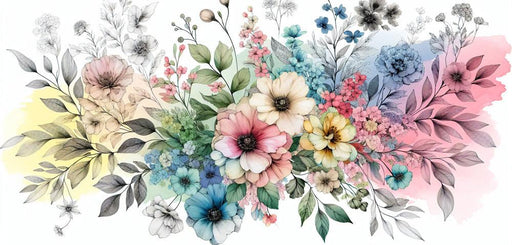 Pastel Floral Mural Wallpaper | Vintage Multicolored Flower and Background