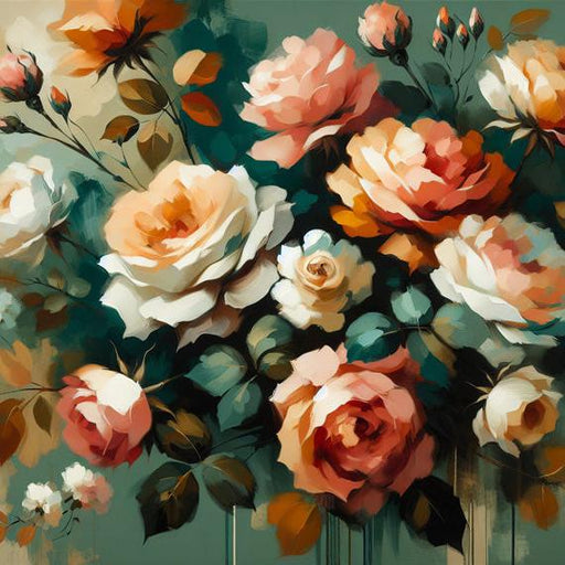 Pastel Floral Mural Wallpaper | Colorful Oil Painting Style Flowers