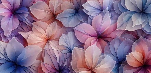Pastel Floral Mural Wallpaper | Background of Violet, Pink, and Beige Petals